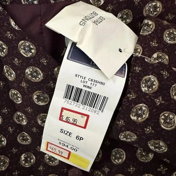 NWT VTG 90's Norton McNaughton Womens Burgundy Wine Blazer Jacket Rayon Sz 6P - Picture 9 of 9